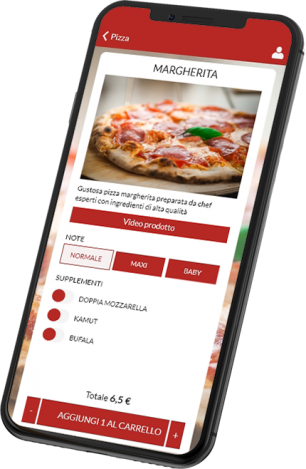 Mockup Ordinalo App schermata home pizzeria